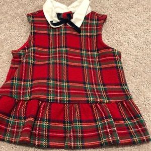 Janie and Jack red plaid peplum top